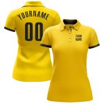 Custom Name and Number Yellow Black Performance Golf Polo Shirt - Personalized Team Apparel Personalized Yellow Black Performance
