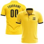 Custom Name and Number Yellow Black Performance Golf Polo Shirt - Personalized Team Apparel Personalized Yellow Black Performance