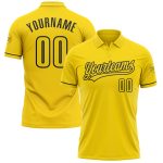 Custom Team Name Number Yellow Black Vapor Performance Golf Polo Shirt Personalized Yellow Black Performance Vapor Golf Polo