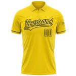 Custom Team Name Number Yellow Black Vapor Performance Golf Polo Shirt Personalized Yellow Black Performance Vapor Golf Polo