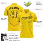 Custom Team Name Number Yellow Black Vapor Performance Golf Polo Shirt Personalized Yellow Black Performance Vapor Golf Polo