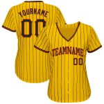 Customized Authentic Baseball Jersey with Personal Name and Number - Yellow Black Pinstripe Design Personalized Yellow Black