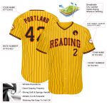 Customized Authentic Baseball Jersey with Personal Name and Number - Yellow Black Pinstripe Design Personalized Yellow Black