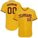 Customized Authentic Baseball Jersey with Personal Name and Number - Yellow Black Pinstripe Design Personalized Yellow Black