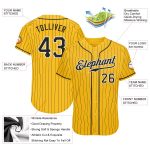 Custom Name and Number Personalized Black-White Yellow Black Pinstripe Authentic Baseball Jersey Personalized Yellow Black