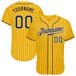 Custom Name and Number Personalized Black-White Yellow Black Pinstripe Authentic Baseball Jersey Personalized Yellow Black