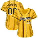Custom Name and Number Personalized Black-White Yellow Black Pinstripe Authentic Baseball Jersey Personalized Yellow Black