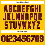 Custom Personalized Baseball Jersey - Yellow Black Pinstripe with Crimson-Black Team Name and Number Personalized Yellow