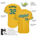 Custom Name Number Baseball Jersey - Personalized Yellow Black Pinstripe Kelly Green White Authentic Design Personalized