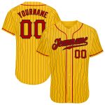Custom Personalized Baseball Jersey Red-Black Yellow Black Pinstripe with Name and Number Personalized Yellow Black Pinstripe
