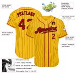 Custom Personalized Baseball Jersey Red-Black Yellow Black Pinstripe with Name and Number Personalized Yellow Black Pinstripe