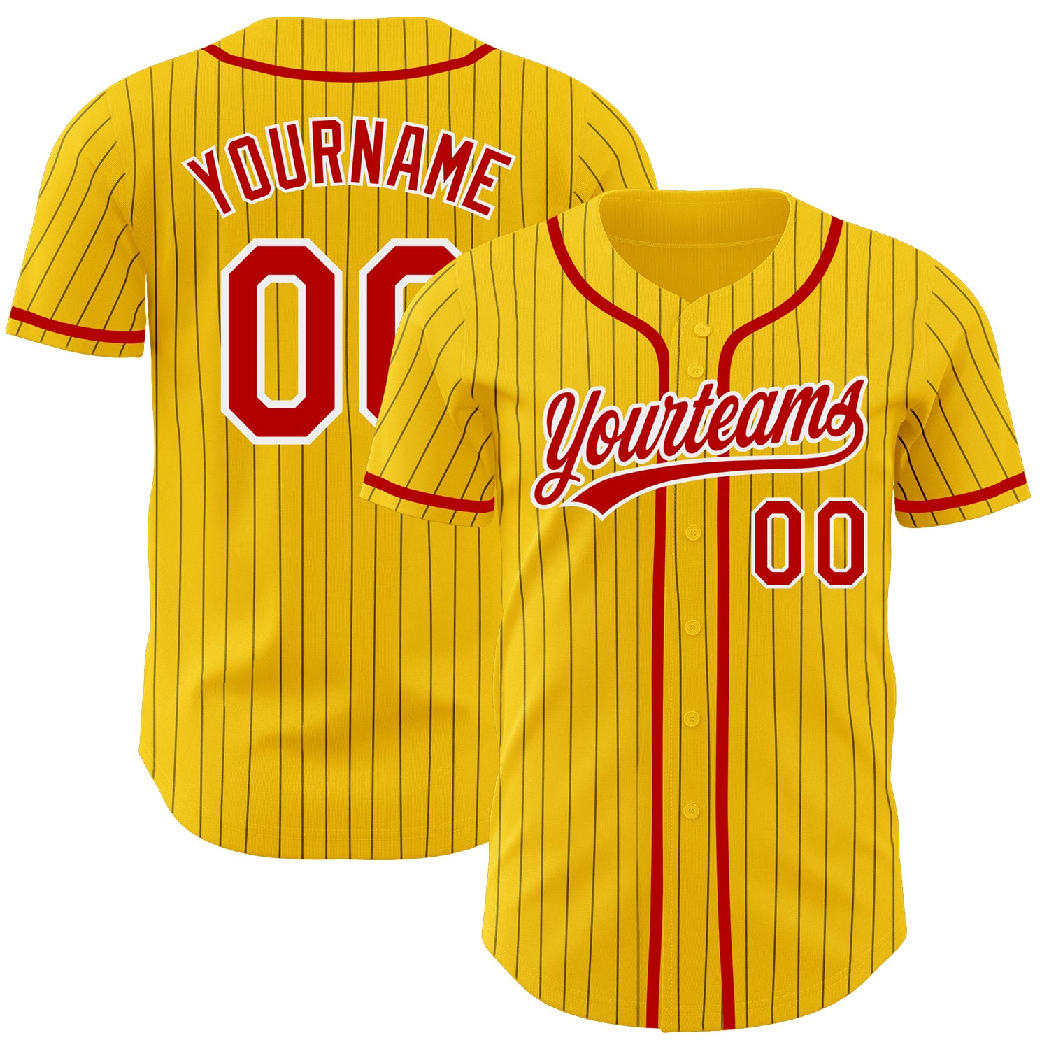 Custom Name Number Baseball Jersey Personalized Yellow Black Pinstripe Red White Authentic Team Sports Apparel Personalized