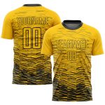 Custom Soccer Jersey with Personalized Name and Number, Yellow Black Sublimation Uniform for Team Personalized Yellow Black