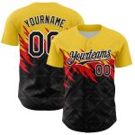 Custom Name Number Authentic Baseball Jersey - Personalized 3D Pattern Design Yellow Black-White Abstract Shape Personalized