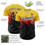 Custom Name Number Authentic Baseball Jersey - Personalized 3D Pattern Design Yellow Black-White Abstract Shape Personalized