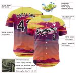 Custom Name and Number Baseball Jersey with 3D Pattern and Hawaii Palm Trees, Personalized Yellow Black-White Design Personalized