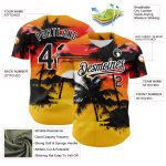 Custom Name and Number Authentic Baseball Jersey with Yellow Black White 3D Palm Trees Design for Beach Hawaii Personalized