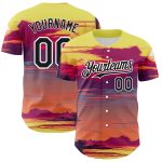 Custom Name and Number Baseball Jersey with 3D Pattern and Hawaii Palm Trees, Personalized Yellow Black-White Design Personalized