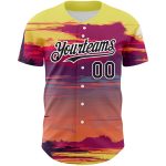 Custom Name and Number Baseball Jersey with 3D Pattern and Hawaii Palm Trees, Personalized Yellow Black-White Design Personalized