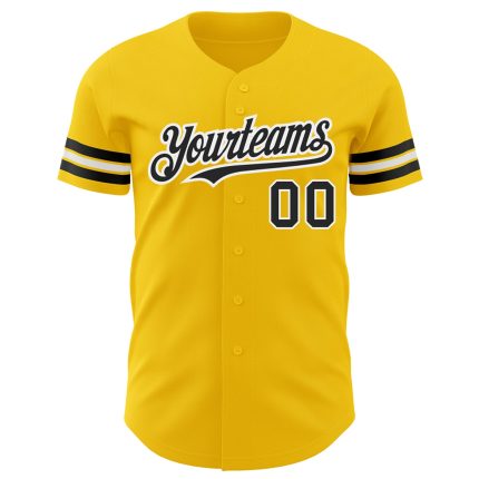 Customizable Yellow and Black Authentic Baseball Jersey for Sports Fans Personalized Yellow Black-White Authentic Baseball