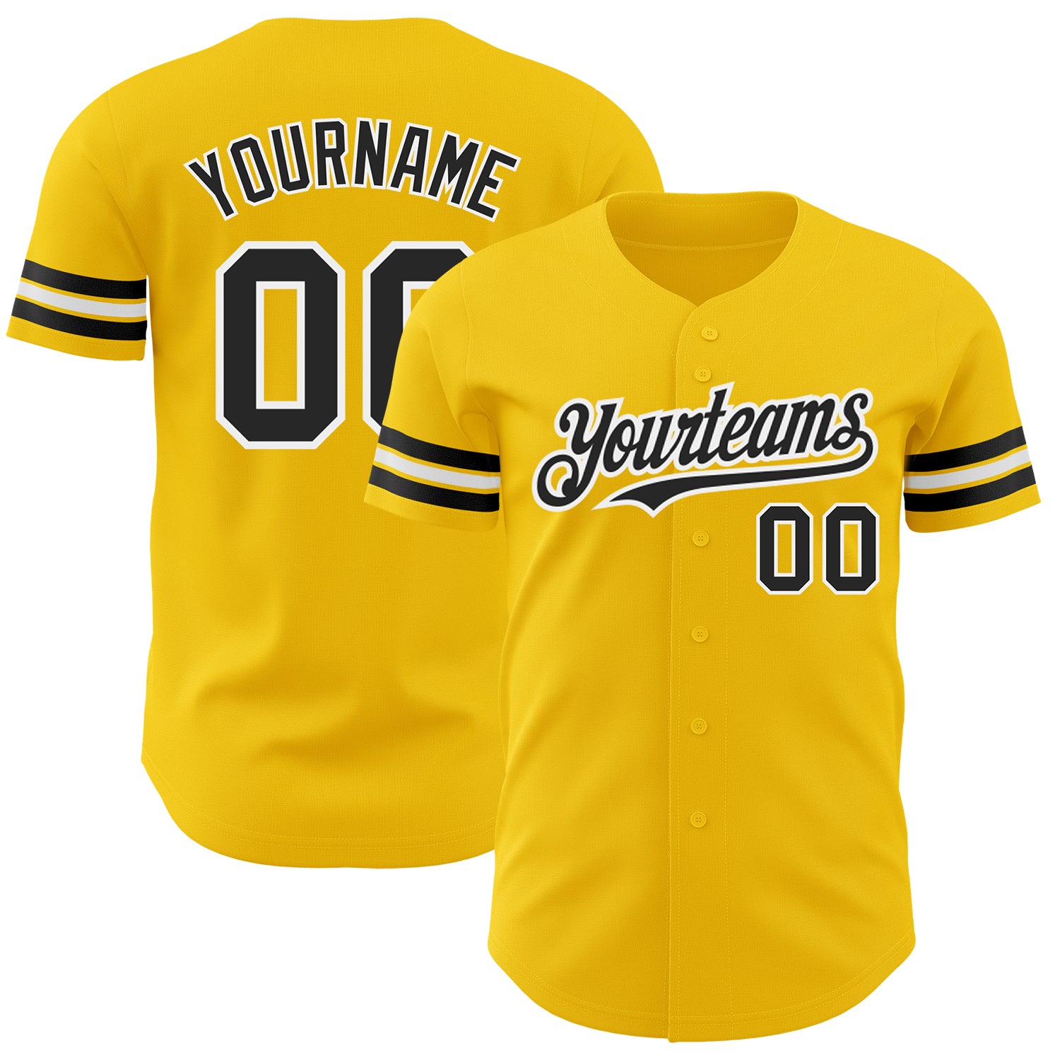 Customizable Yellow and Black Authentic Baseball Jersey for Sports Fans Personalized Yellow Black-White Authentic Baseball