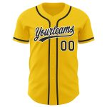 Custom Name and Number Authentic Baseball Jersey Personalized in Yellow Black and White Personalized Yellow Black-White Authentic