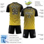 Custom Soccer Uniform Jersey with Personalized Name Number, Yellow Black-White Geometric Lines Design Personalized Yellow