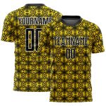 Custom Sublimation Soccer Uniform Jersey with Personalized Name & Number - Yellow Black-White Geometric Shapes Personalized