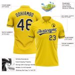 Custom Team Name Number Golf Polo Shirt - Personalized Yellow Black-White Performance Apparel Personalized Yellow Black-White