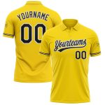 Custom Team Name Number Golf Polo Shirt - Personalized Yellow Black-White Performance Apparel Personalized Yellow Black-White