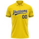 Custom Team Name Number Golf Polo Shirt - Personalized Yellow Black-White Performance Apparel Personalized Yellow Black-White