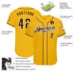 Custom Name and Number Authentic Baseball Jersey - Personalized Yellow Brown Pinstripe Team Jersey Personalized Yellow Brown