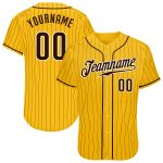 Custom Name and Number Authentic Baseball Jersey - Personalized Yellow Brown Pinstripe Team Jersey Personalized Yellow Brown