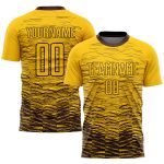 Custom Name and Number Personalized Soccer Jersey - Yellow Brown Sublimation Uniform for Team Personalized Yellow Brown Sublimation