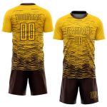 Custom Name and Number Personalized Soccer Jersey - Yellow Brown Sublimation Uniform for Team Personalized Yellow Brown Sublimation