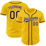 Custom Name and Number Authentic Baseball Jersey - Personalized Yellow Brown-White Team Jersey Personalized Yellow Brown-White