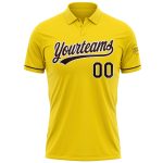 Custom Team Name Number Personalized Yellow Brown-White Vapor Golf Polo Shirt Personalized Yellow Brown-White Performance