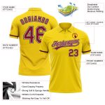 Custom Personalized Golf Polo Shirt with Name and Number in Yellow, Crimson, Cream, and Black Performance Vapor Fabric Personalized