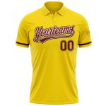 Custom Personalized Golf Polo Shirt with Name and Number in Yellow, Crimson, Cream, and Black Performance Vapor Fabric Personalized