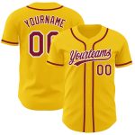 Custom Team Baseball Jersey - Personalized Yellow Crimson-White with Custom Name & Number Personalized Yellow Crimson-White