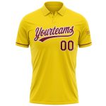Custom Name and Number Personalized Yellow Crimson-White Vapor Golf Polo Shirt - Performance Team Apparel Personalized Yellow