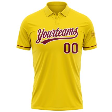 Custom Name and Number Personalized Yellow Crimson-White Vapor Golf Polo Shirt - Performance Team Apparel Personalized Yellow