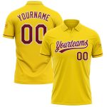 Custom Name and Number Personalized Yellow Crimson-White Vapor Golf Polo Shirt - Performance Team Apparel Personalized Yellow
