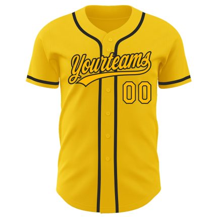 Custom Yellow Gold-Black Baseball Jersey with Personalized Name and Number - Authentic Team Apparel Personalized Yellow Gold-Black