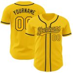 Custom Yellow Gold-Black Baseball Jersey with Personalized Name and Number - Authentic Team Apparel Personalized Yellow Gold-Black