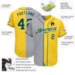 Custom Name Number Baseball Jersey - Personalized Yellow Green Gray Authentic Split Fashion Team Design Personalized Yellow