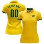 Custom Name and Number Golf Polo Shirt - Personalized Yellow Green Performance Team Apparel Personalized Yellow Green Performance