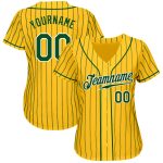 Personalized Green-White Pinstripe Baseball Jersey with Custom Name and Number | Authentic Team Apparel Personalized Yellow