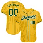 Personalized Green-White Pinstripe Baseball Jersey with Custom Name and Number | Authentic Team Apparel Personalized Yellow