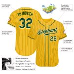 Personalized Green-White Pinstripe Baseball Jersey with Custom Name and Number | Authentic Team Apparel Personalized Yellow